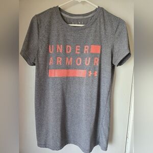 Under Armour Gray T-Shirt with Pink Logo